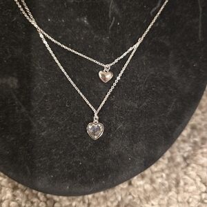 21kwg DubajDouble Heart Silver Necklace